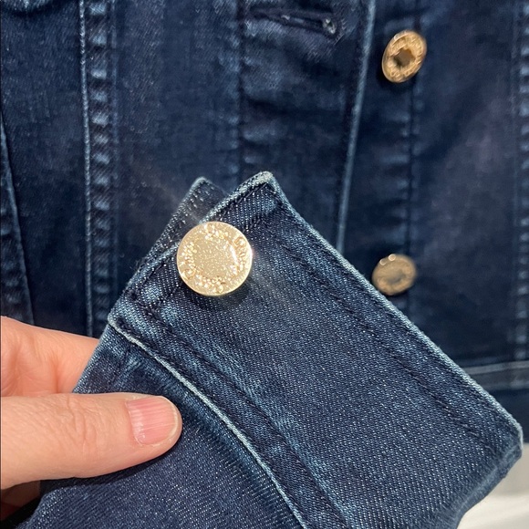 Lilly Pulitzer Cropped Blue Denim Jacket, Size Small - Picture 6 of 9